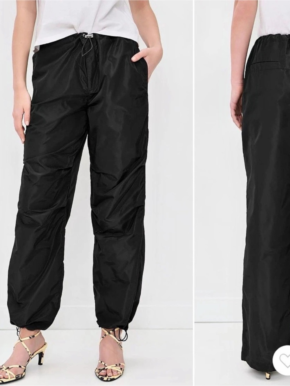 STAUD Dash Cinched Taffeta Pants Black Size L